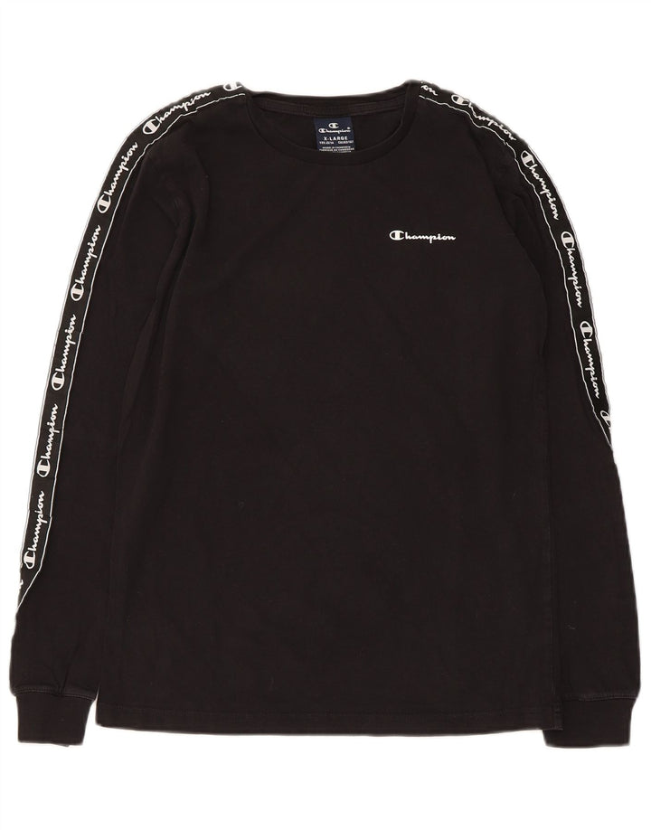 Champion Boys Graphic Top Long Sleeve 13-14 Years XL Black