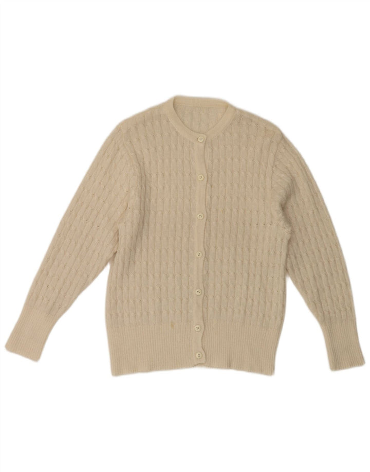 Vintage Womens Cardigan Sweater UK 10 Small White