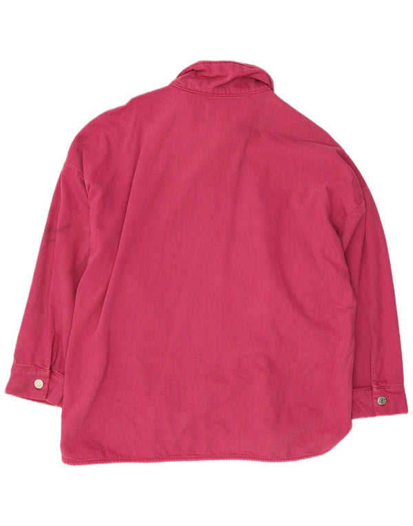 Zara Womens Denim Shirt UK 16 Large Pink Cotton