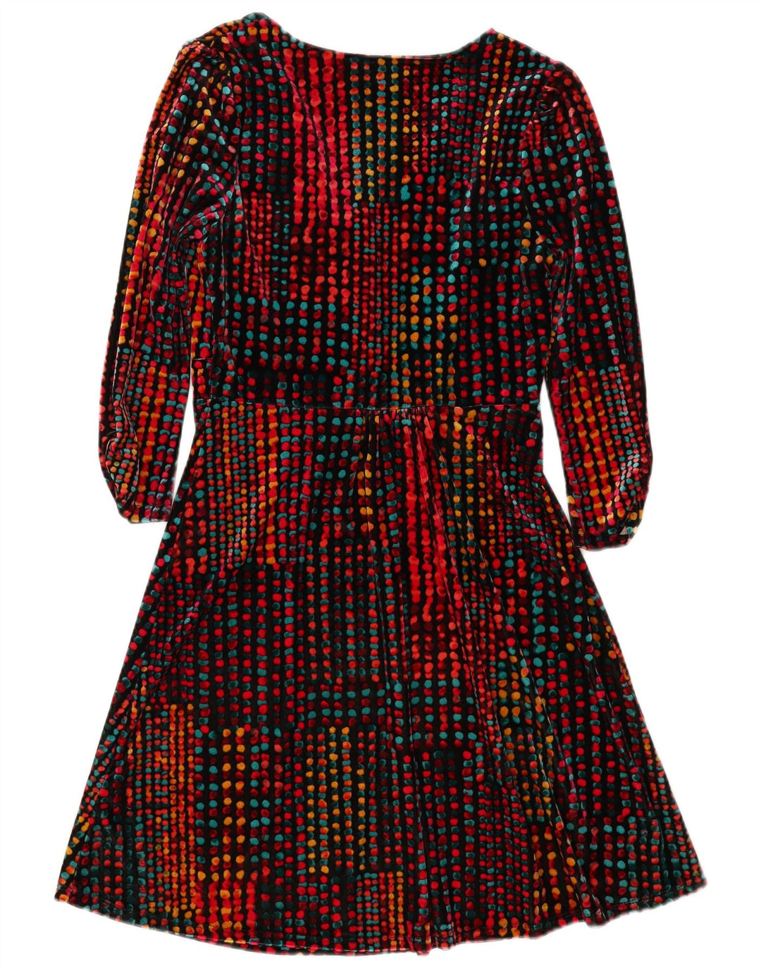 MONSOON Womens Velour A-Line Dress UK 10 Small Multicoloured Spotted