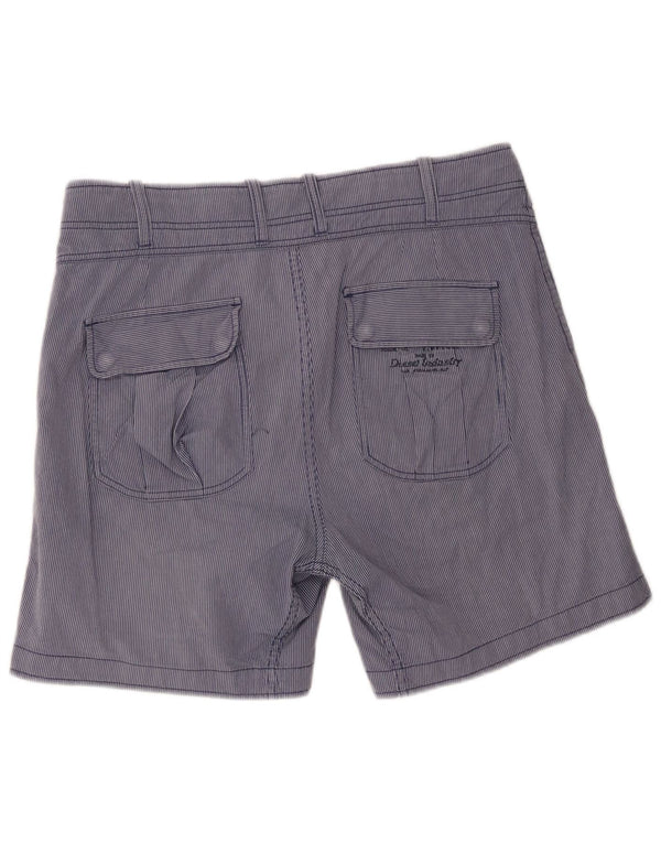 Diesel Mens Casual Shorts W32 Large Blue Striped Cotton