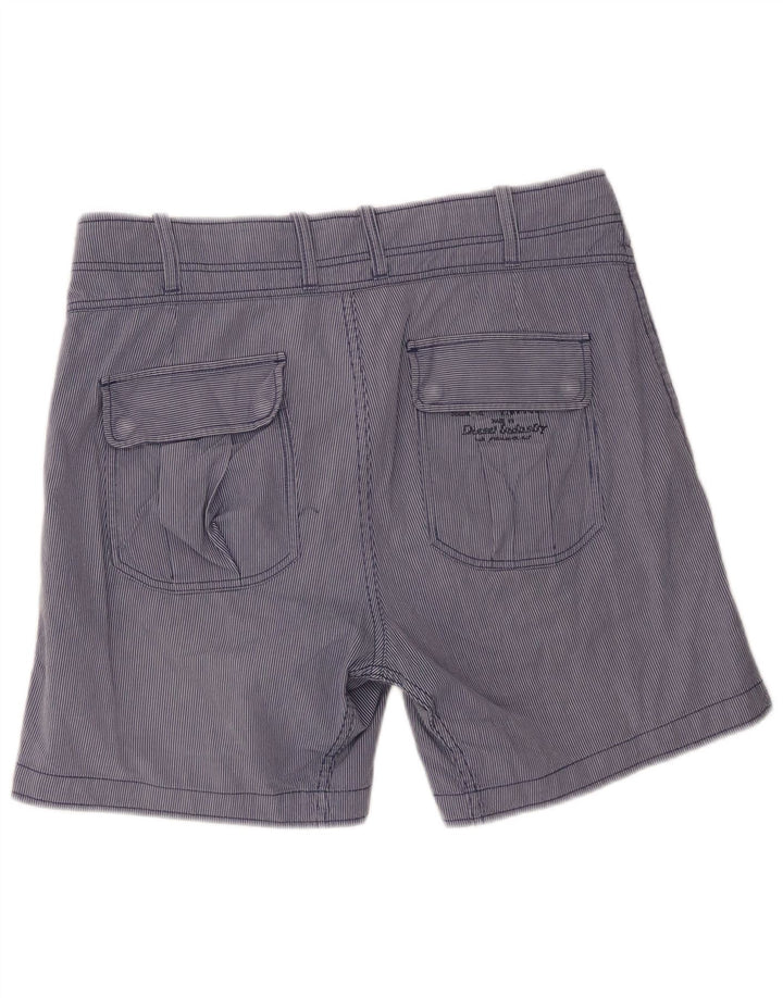 Diesel Mens Casual Shorts W32 Large Blue Striped Cotton