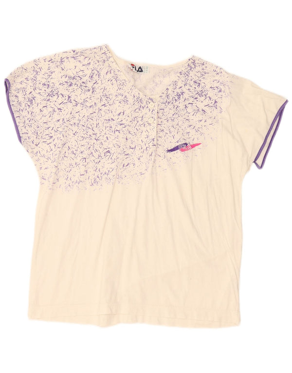 Fila Dame Grafisk T-Shirt Top IT 48 XL Hvid Bomuld