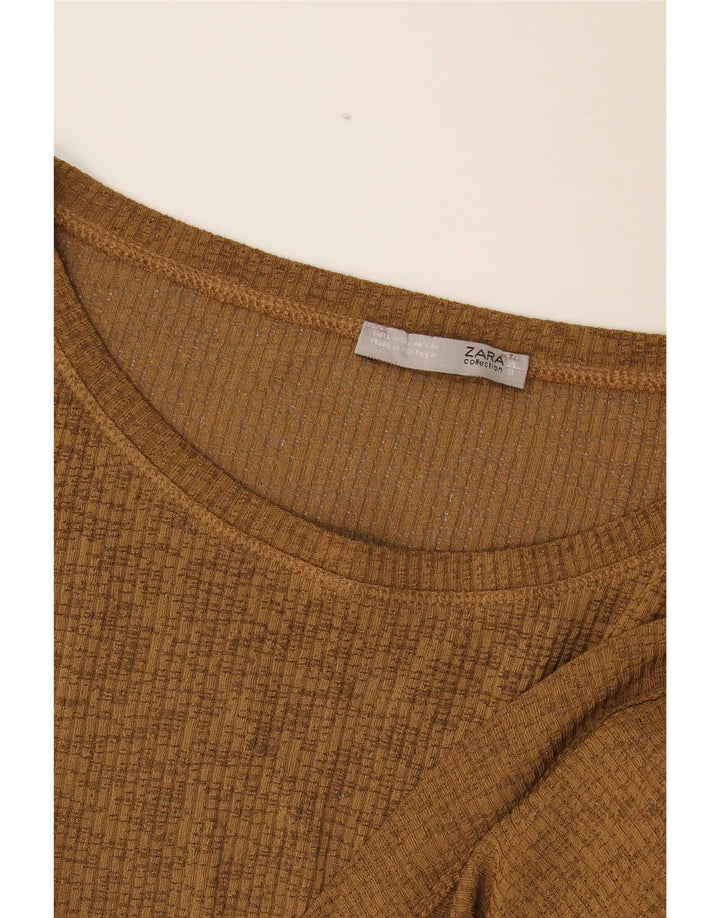 Zara Womens Blouse asymétrique surdimensionnée Top UK 16 Large Kaki