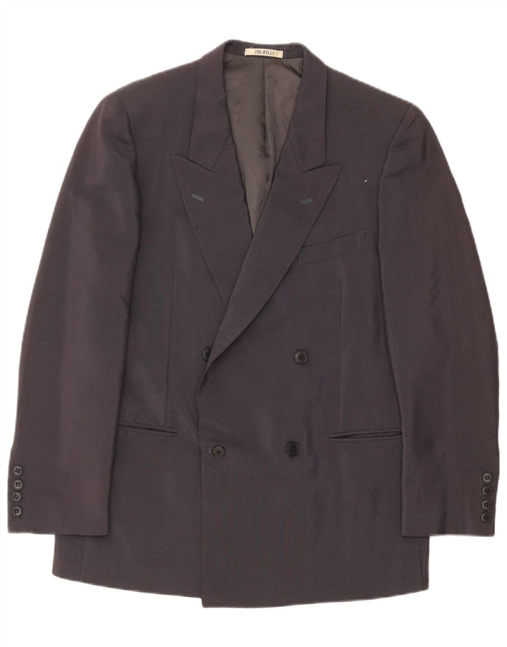 Profilo Mens 3/4 Sleeve Double Breasted Blazer Jacket UK 38 Medium Grey