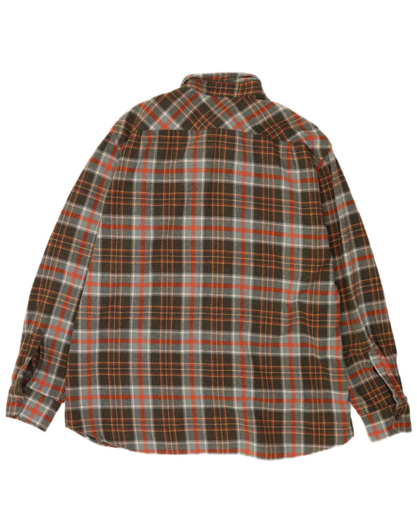 Vintage hombres leñador franela camisa XL Khaki Check