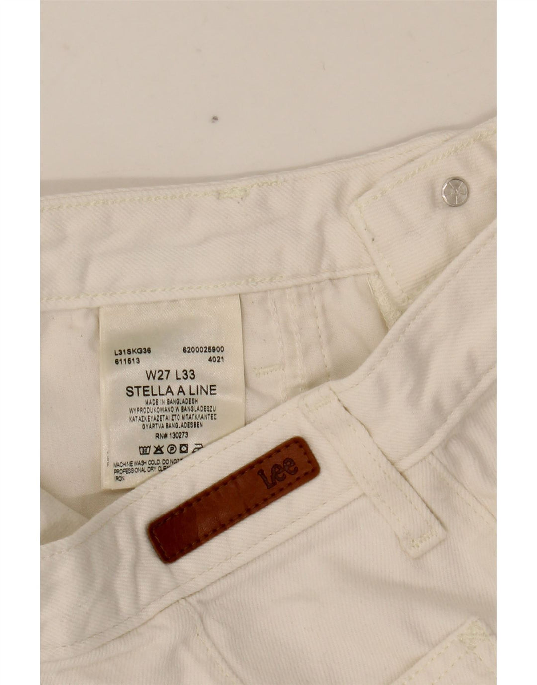 LEE Womens Stella Wide Leg Jeans W27 L27 White Cotton
