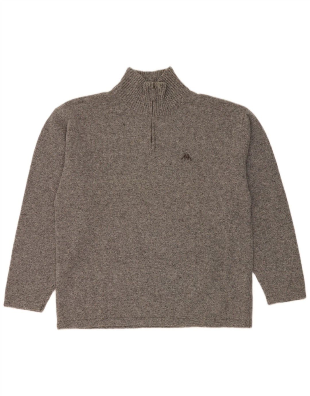 Kappa Mens Zip Neck Jumper Sweater 2XL Grey Flecked Virgin Wool