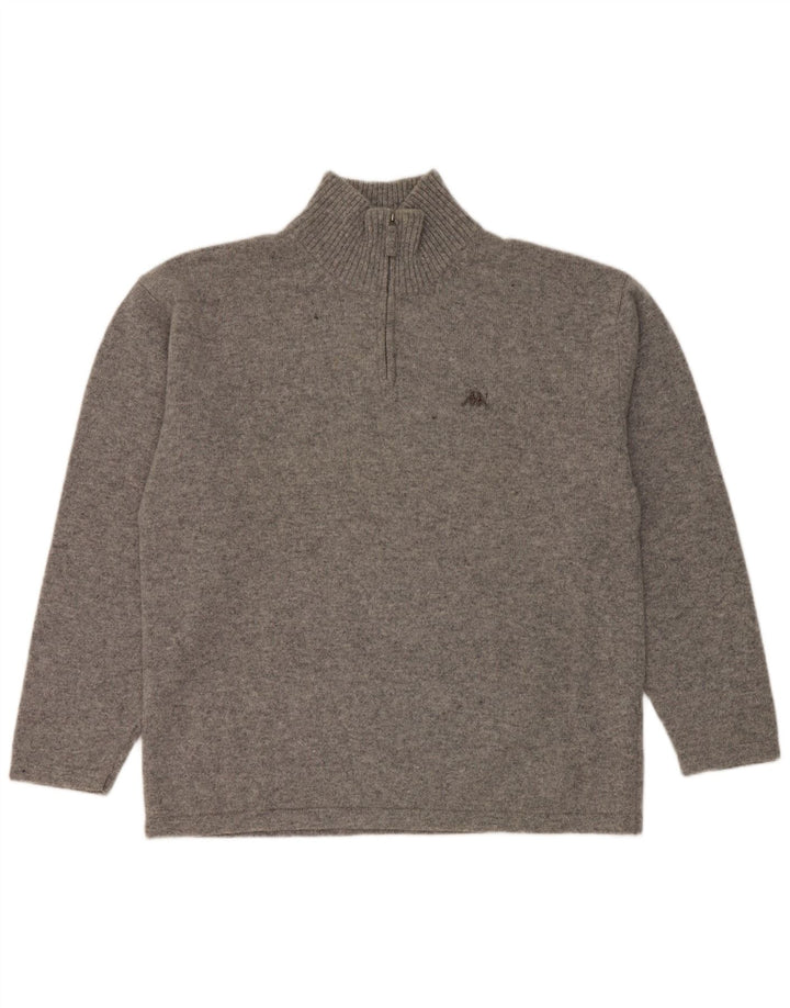 Kappa Mens Zip Neck Jumper Sweater 2XL Grey Flecked Virgin Wool