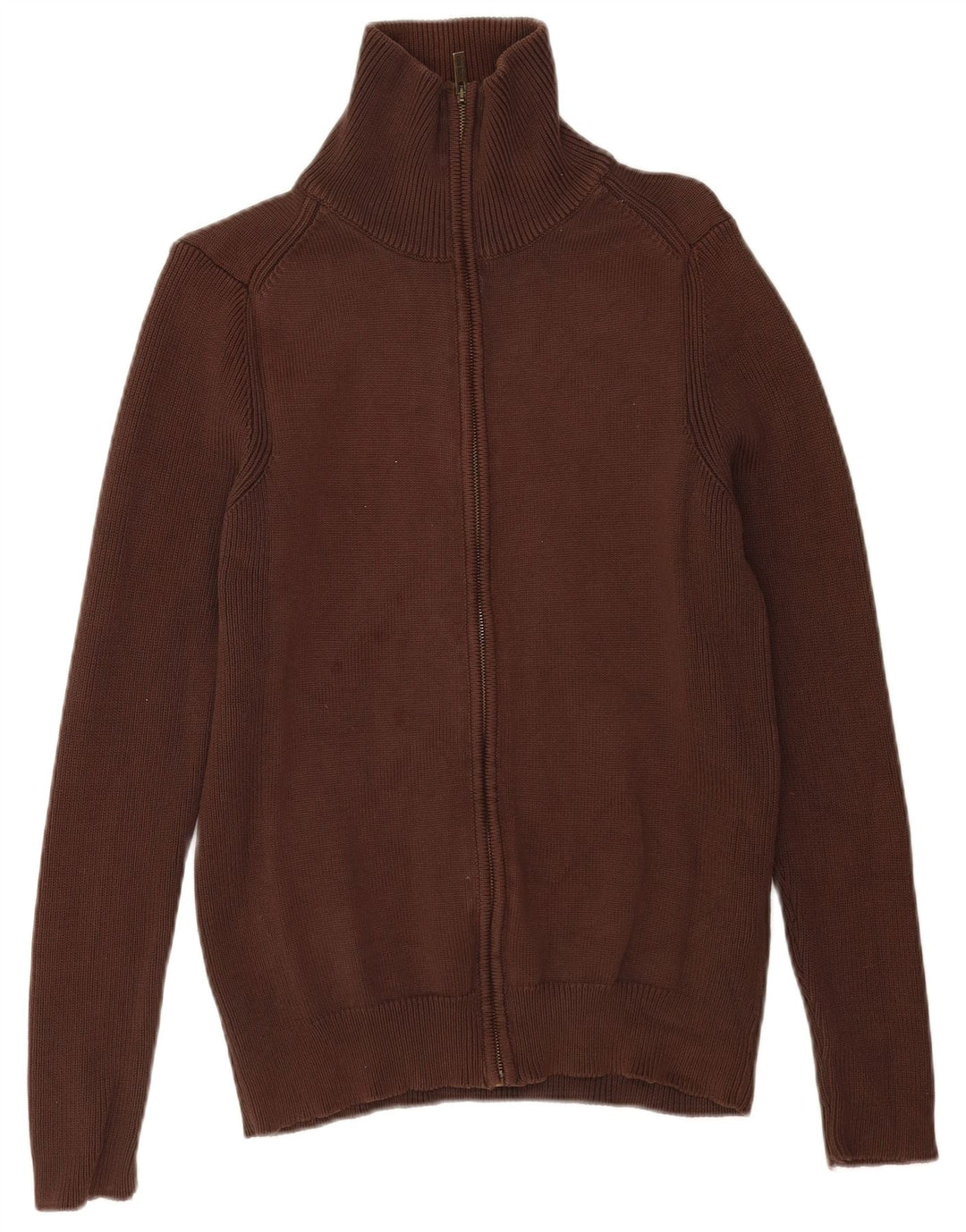 Zara Mens Cardigan Sweater Large Brown Cotton