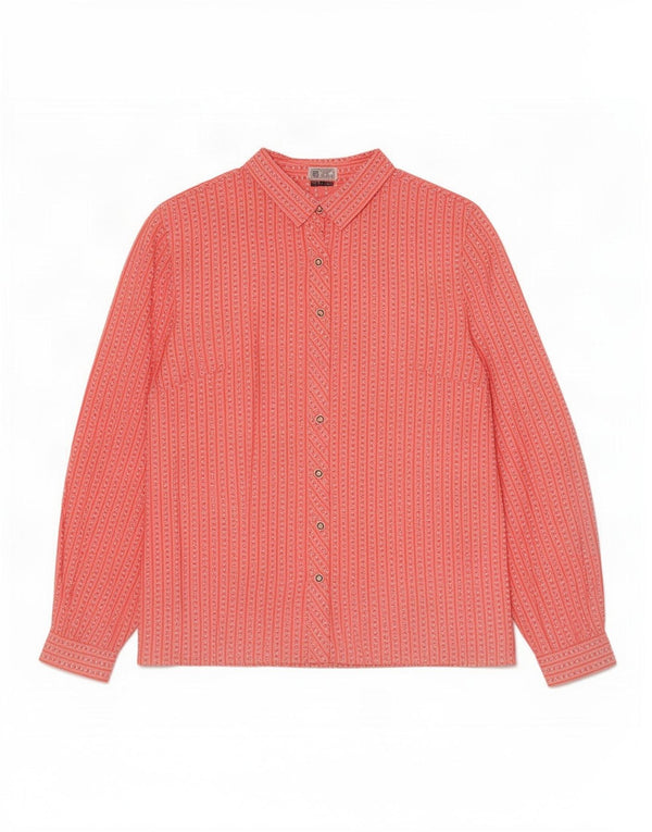 Camicia da donna vintage UK 16 grande cotone gessato rosa