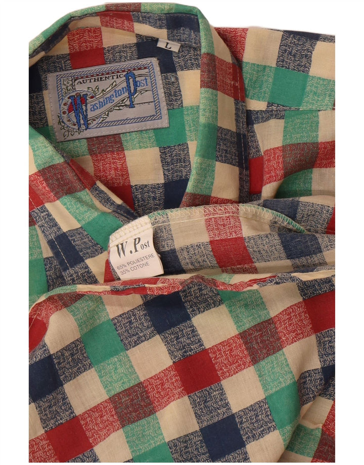 Vintage Herrenhemd, groß, mehrfarbig, Gingham-Polyester
