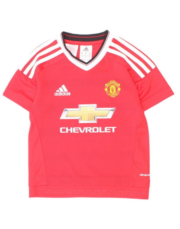 Adidas Garçons Manchester United Graphic T-Shirt Top 4-5 ans Rouge Colourblock