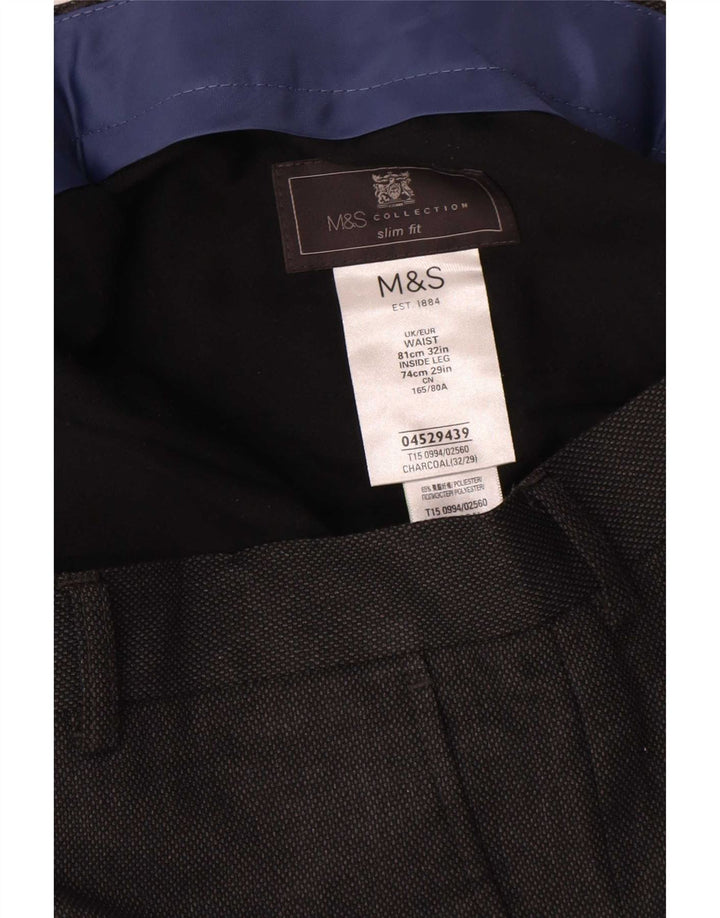 Marks & Spencer Mens Slim Fit Suit Trousers W32 L29 Grey Polyester