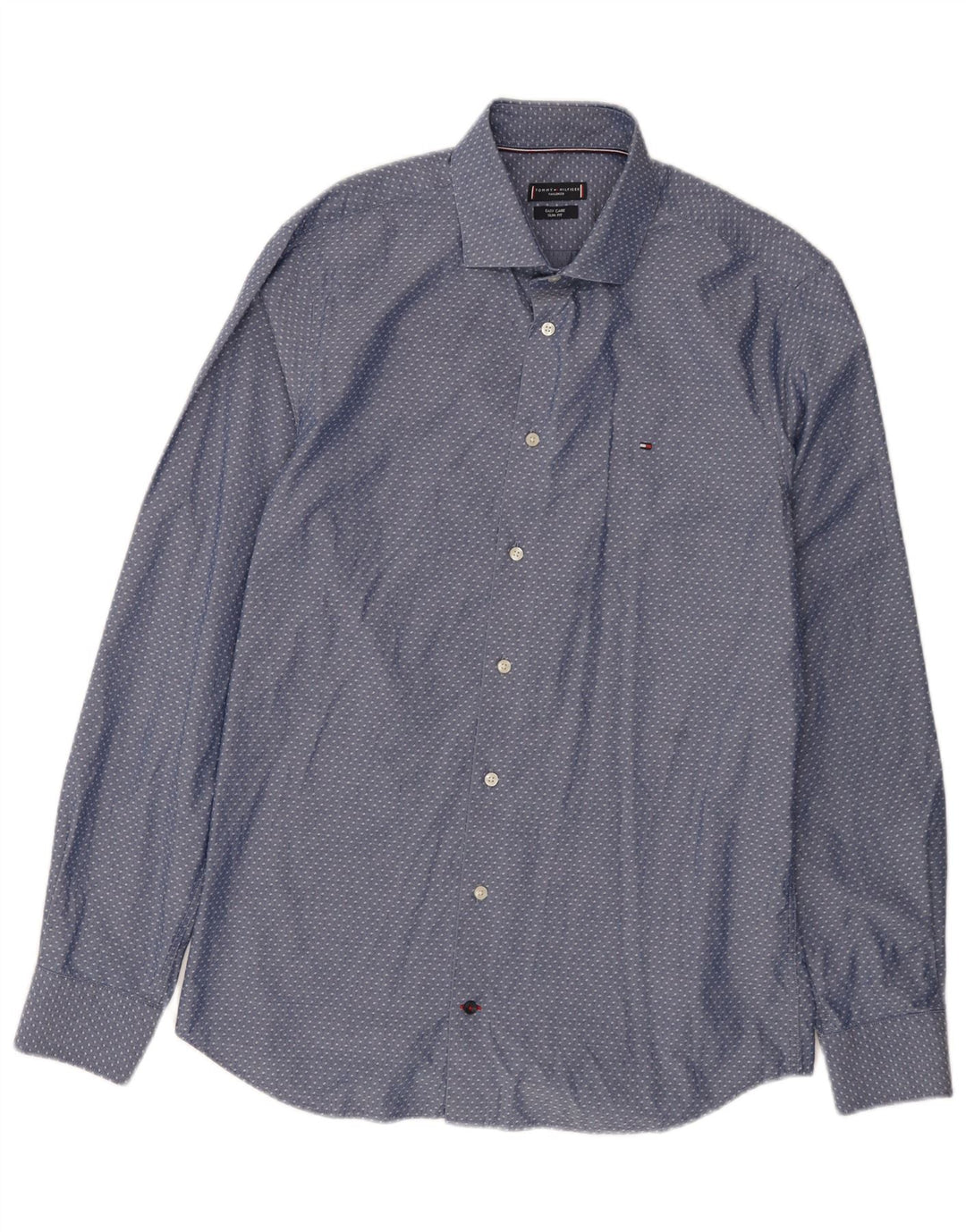 Tommy Hilfiger Mens Tailored Shirt Size 40 15 3/4 Medium Blue Spotted