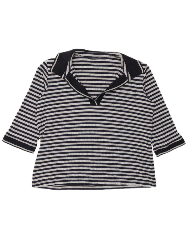 Polo da donna Marina Sport con maniche a 3/4 UK 16 Large a righe blu navy