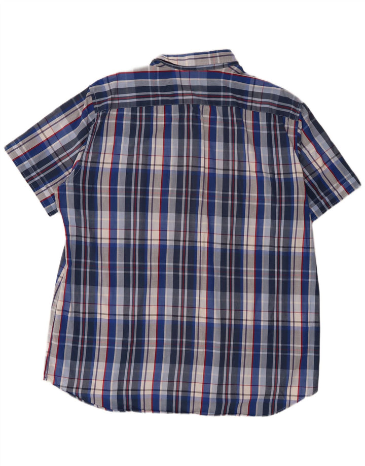Carrera Mens Short Sleeve Shirt 3XL Blue Check Cotton