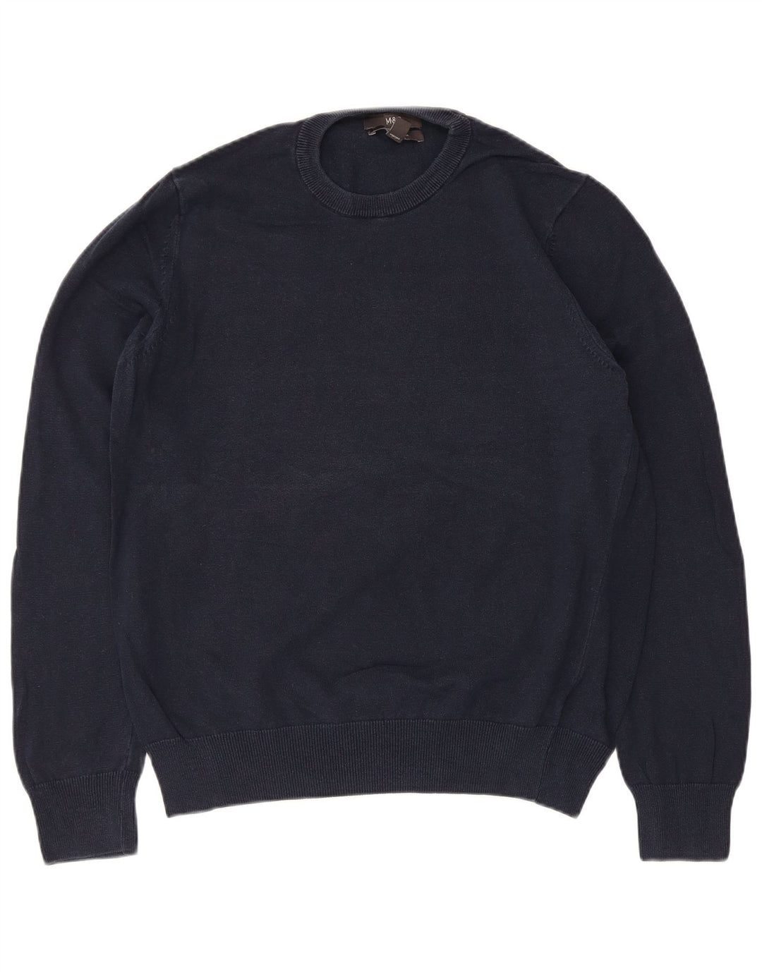 Marks & Spencer Mens Crew Neck Jumper Sweater Large Navy Blue Cotton