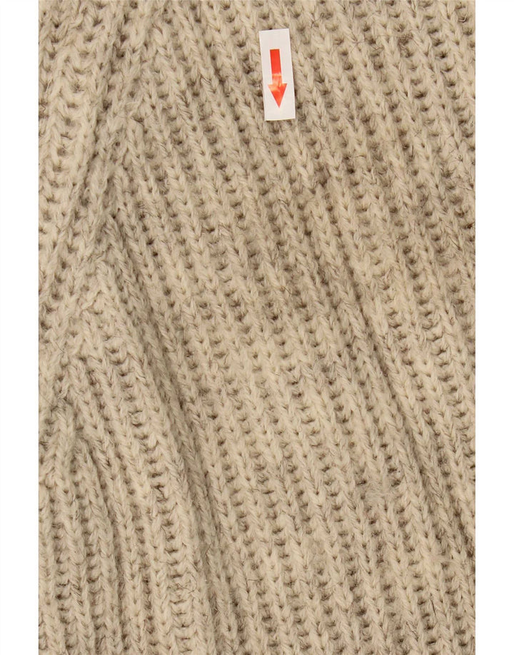 Vintage Herre Turtle Neck Jumper Sweater Stor Beige Colourblock Uld