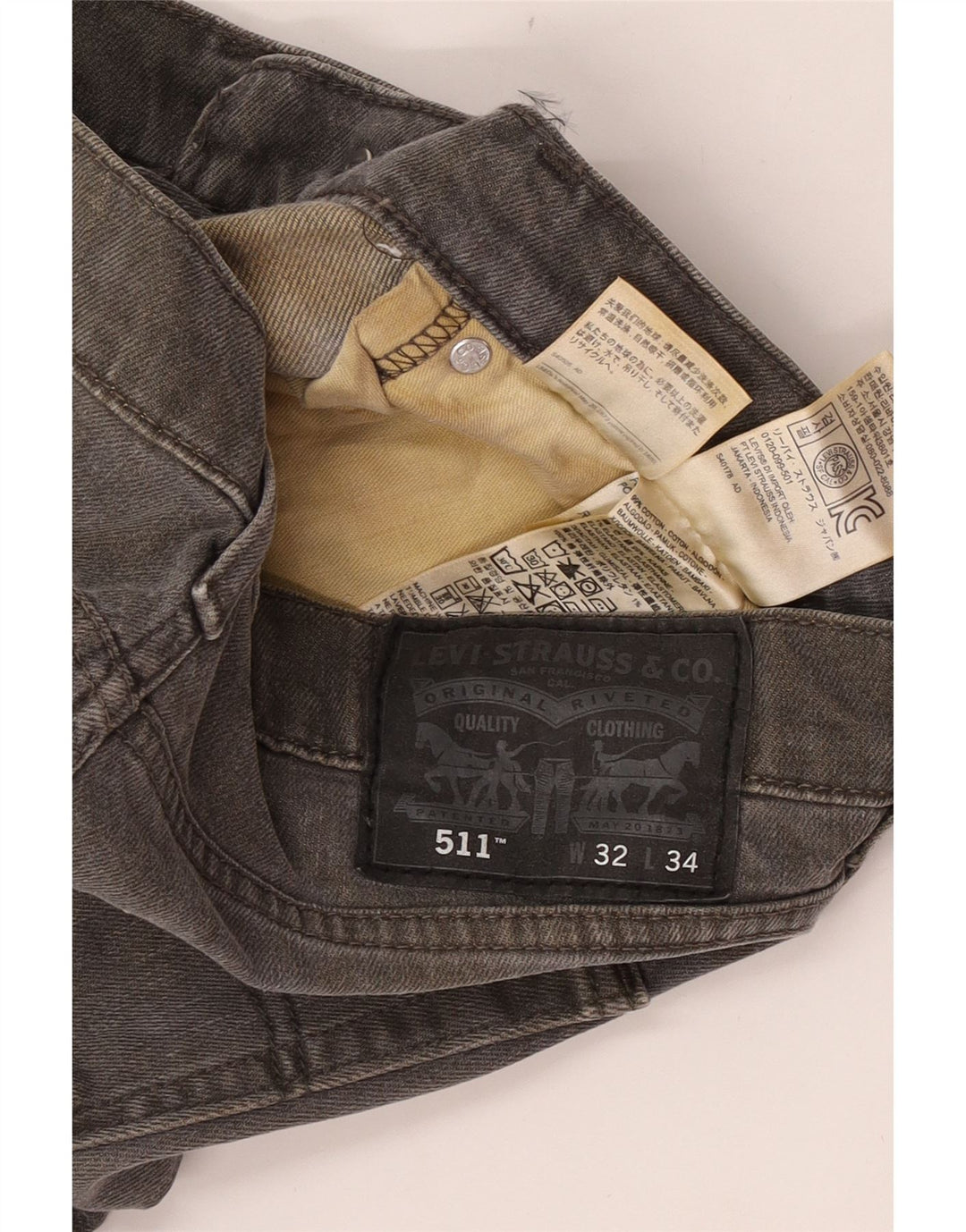 Levi's Herren 511 Slim Jeans W32 L34 Graue Baumwolle