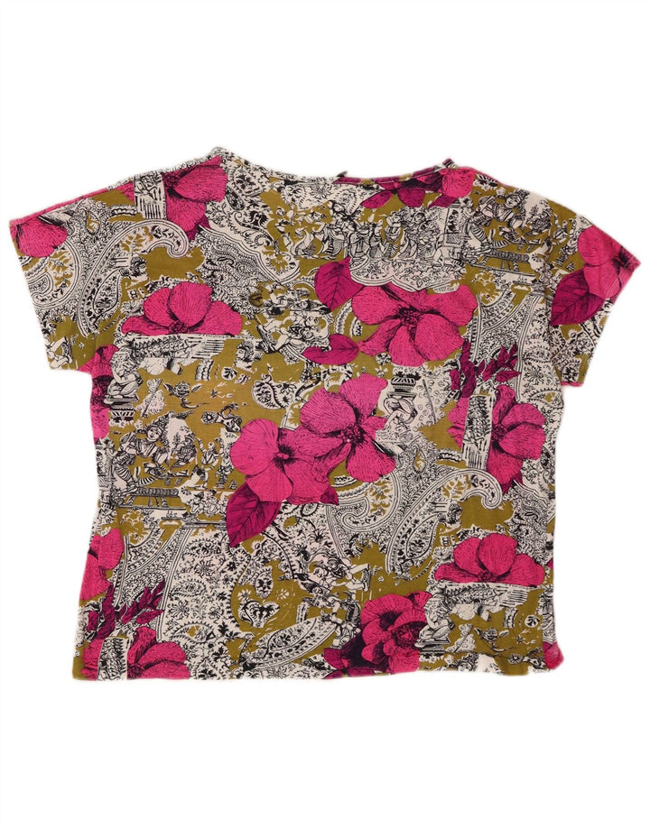 Vintage Womens T-Shirt Top UK 14 Medium Multicoloured Floral