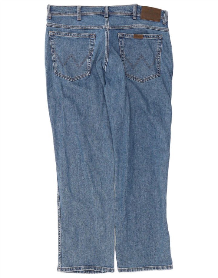 Wrangler Mens Regular Fit Straight Jeans W36 L30 Blue Cotton
