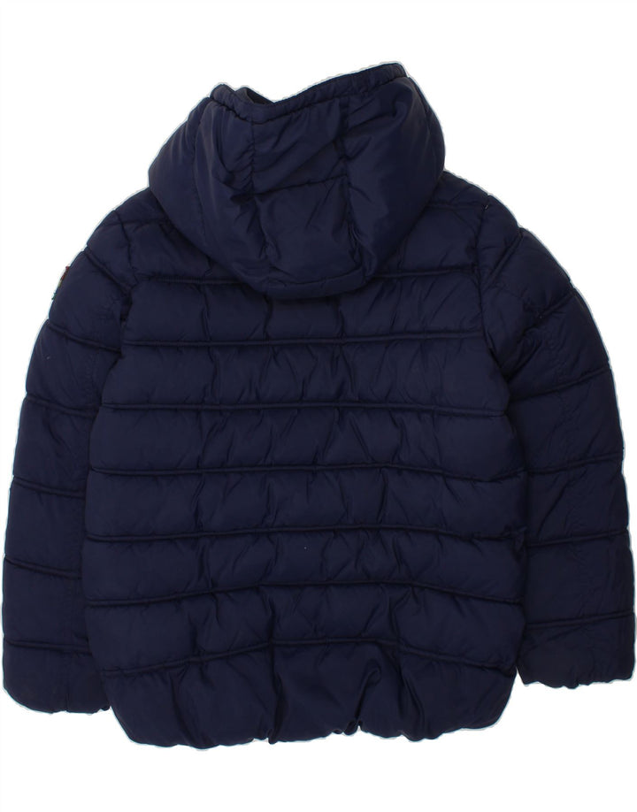 BENETTON Boys Hooded Padded Jacket 8-9 Years Large  Navy Blue Polyester Vintage Benetton and Second-Hand Benetton from Messina Hembry 