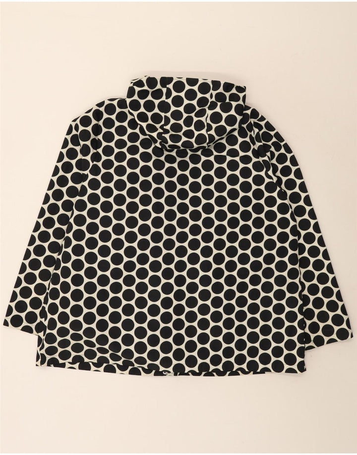 MARKS & SPENCER Womens Hooded Rain Jacket UK 20 2XL Black Polka Dot