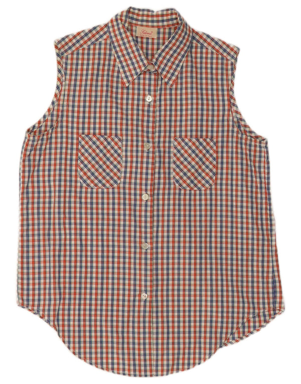 chemise sans manches femme vintage UK 16 Grand chèque multicolore