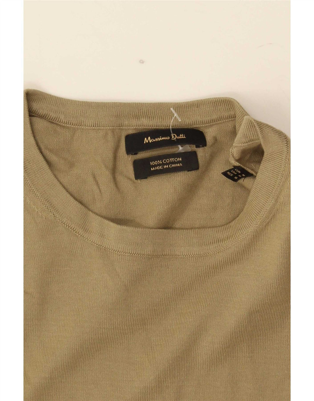 Massimo Dutti Mens T-Shirt Top Medium Khaki Cotton