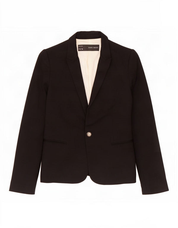 Jaqueta blazer feminina Zara com 1 botão Reino Unido 10 pequena viscose preta