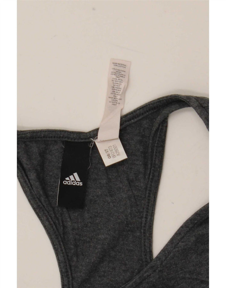 Adidas Womens Graphic Vest Top UK 12 Medium Grey Cotton