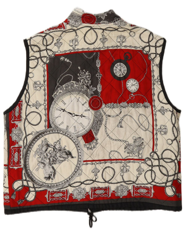 Vintage mujer patrón abstracto acolchado Gilet Reino Unido 14 grande multicolor