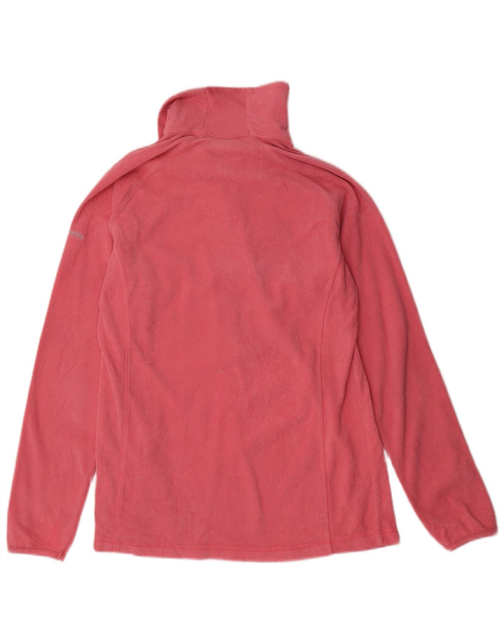 COLUMBIA Womens Zip Neck Fleece Jumper UK 12 Medium Pink Polyester