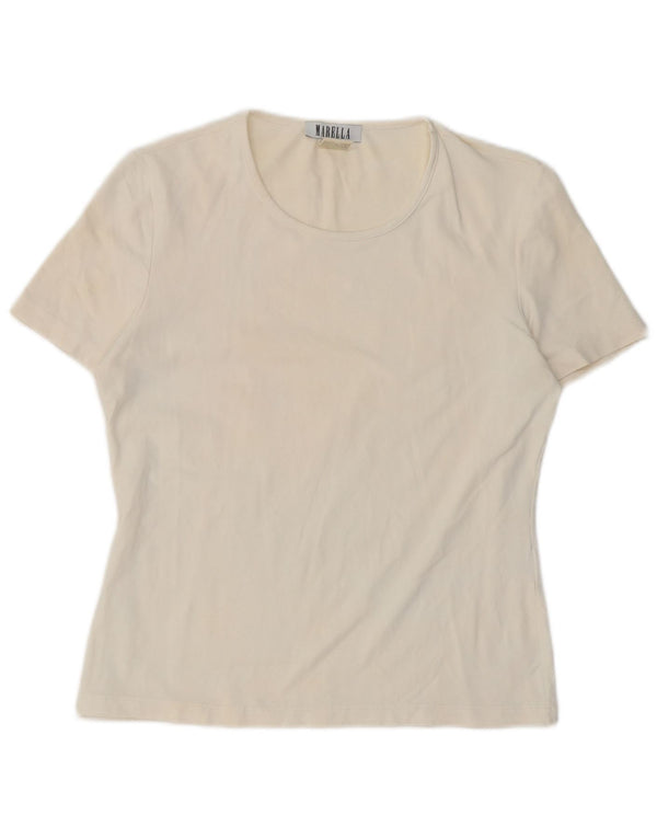 Marella Damen T-Shirt Top UK 14 Large Weiß Polyamid