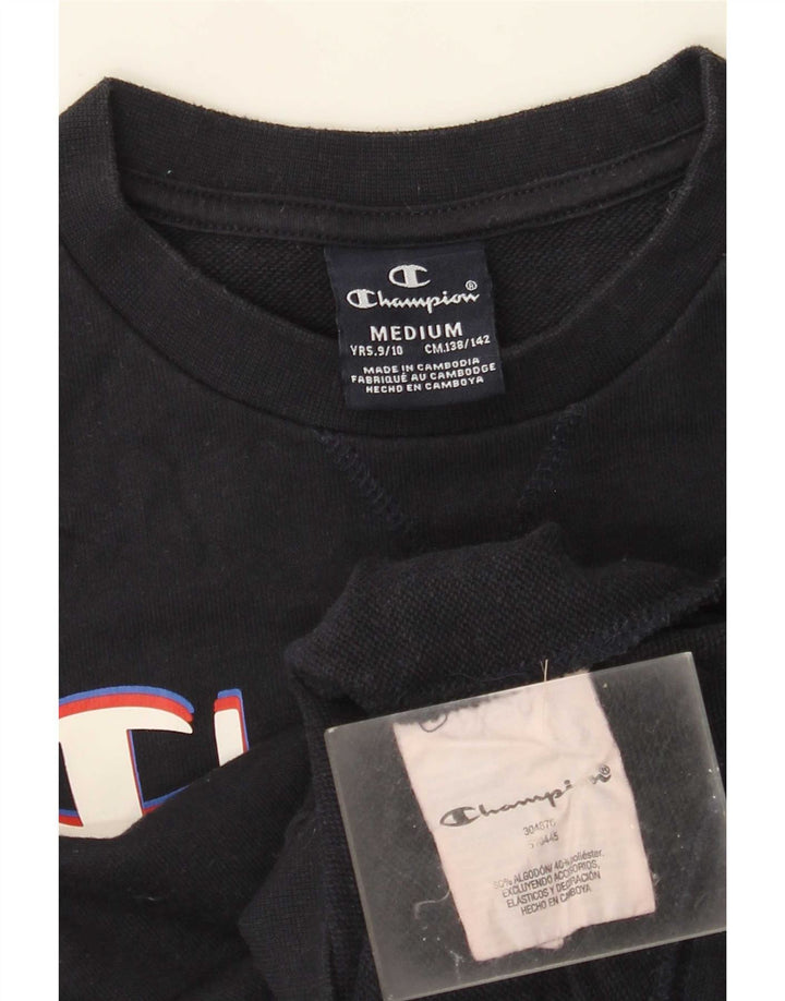 Champion Boys Graphic Sweatshirt Jumper 9-10 Years Medium Navy Blue Cotton