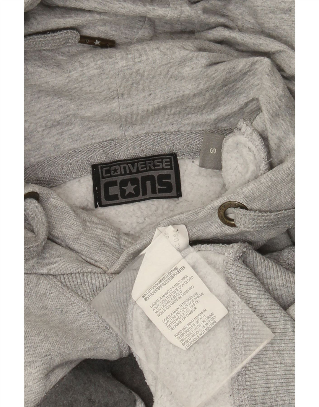 Converse Mens Graphic Hoodie Jumper Small Grey Flecked Cotton