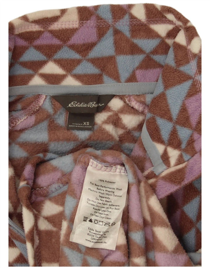 Eddie Bauer Womens Oversized Fleece Jumper UK 6 XS Multicoloured Geometric