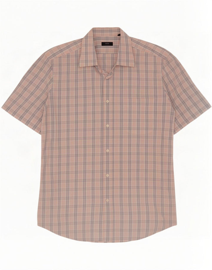 Hugo Boss Mens Short Sleeve Shirt Size 16 1/2 42 Large Multicoloured Check
