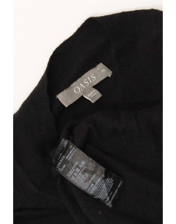 Oasis Womens Oversized Turtle Neck Jumper Sweater UK 18 XL Black Viscose