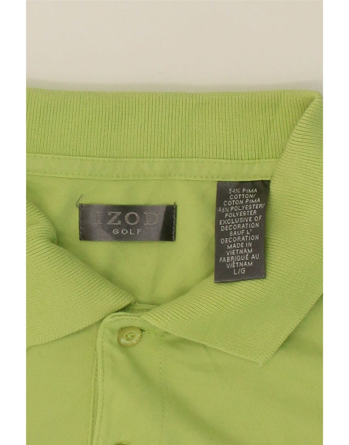 IZOD Mens Polo Shirt Large Green Argyle/Diamond Cotton Vintage Izod and Second-Hand Izod from Messina Hembry 