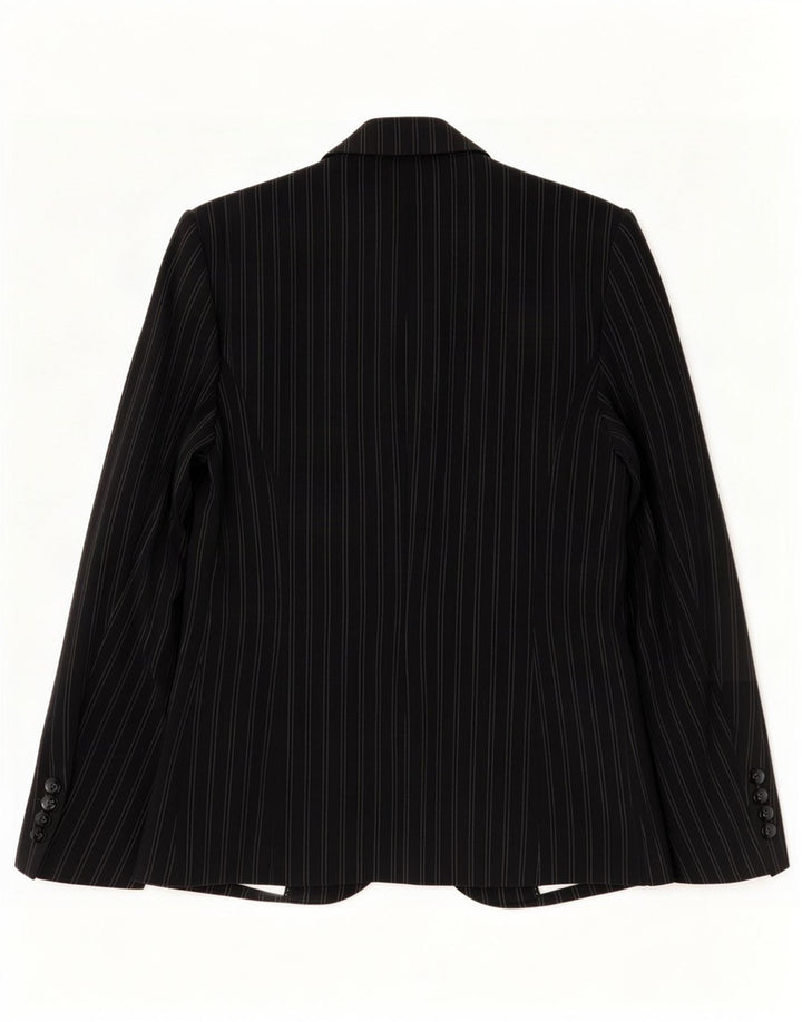 Jaqueta blazer feminina Marks & Spencer com 1 botão Reino Unido 12 listras pretas médias