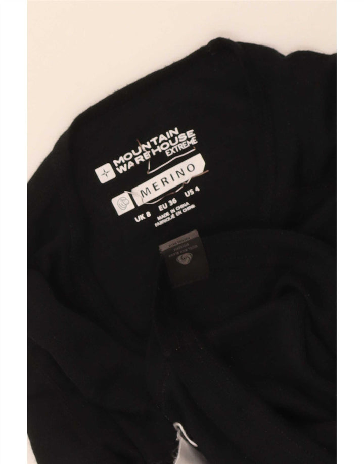 Mountain Warehouse Womens Top Long Sleeve UK 8 Small Black Wool