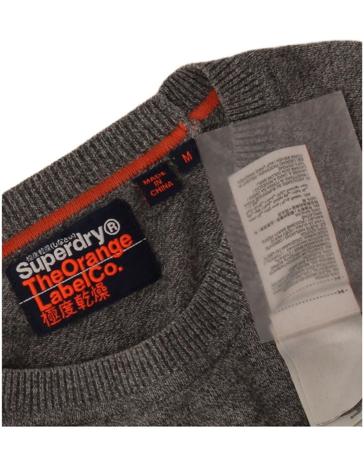 Superdry trøje med rund hals til mænd mellemgrå flækket bomuld