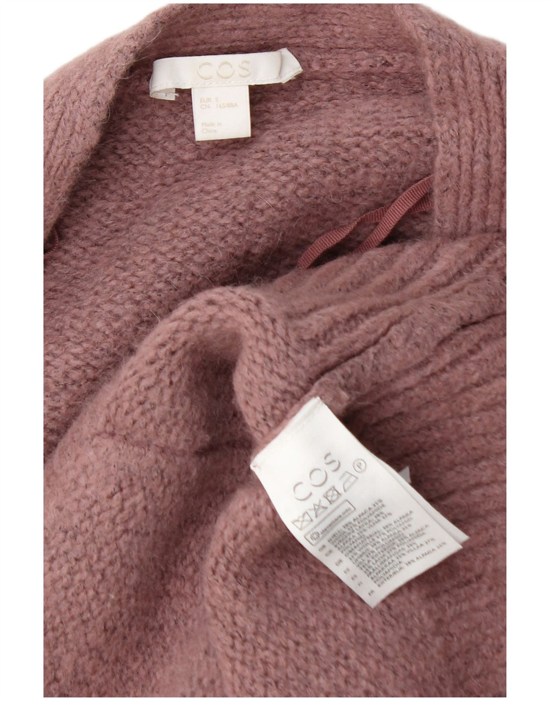 Cos Womens Oversized Cardigan Sweater UK 10 Small Pink Alpaca Wool