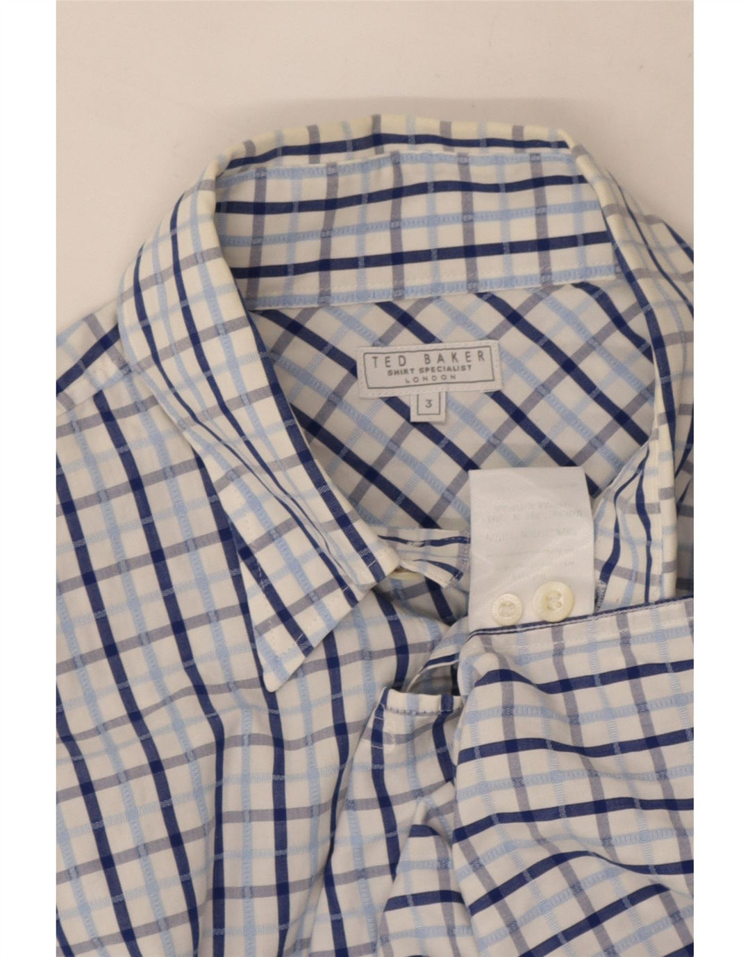 Ted Baker Mens Shirt Size 3 Medium Blue Check Cotton