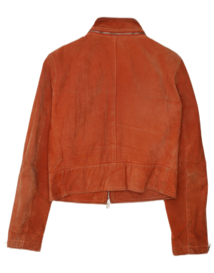 Vintage Womens Crop Suede Jacket IT 44 Medium Brown Leather