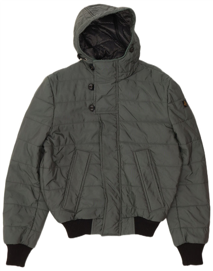 Refrigiwear Mens Hooded Padded Jacket IT 46 Small Green Polyamide