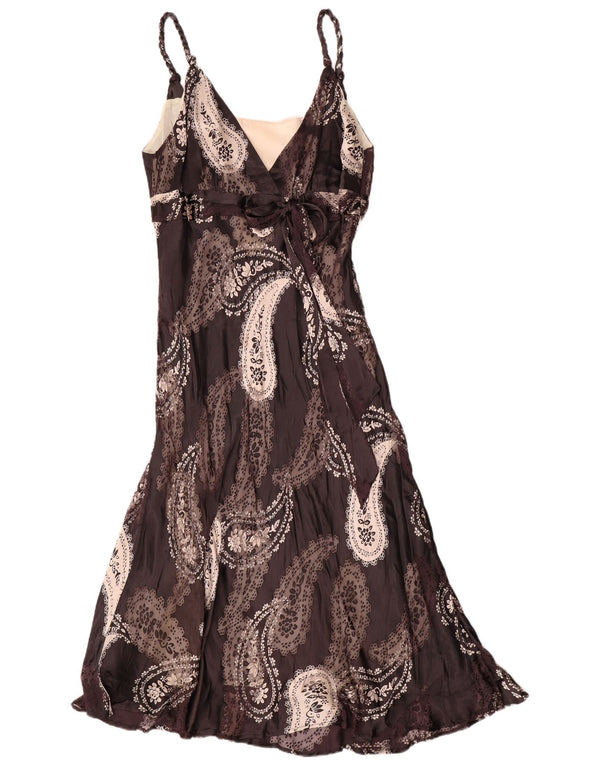 Abito lungo senza maniche da donna Phase Eight UK 18 XL Viscosa Paisley grigia