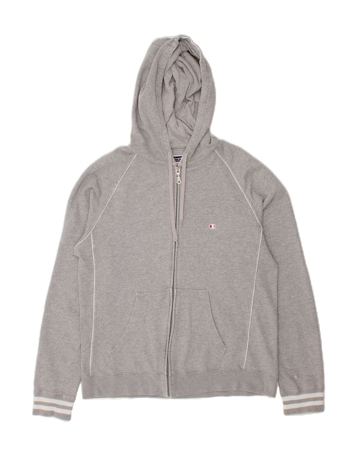 CHAMPION Mens Slim Zip Hoodie Sweater XL Grey Vintage Champion and Second-Hand Champion from Messina Hembry 